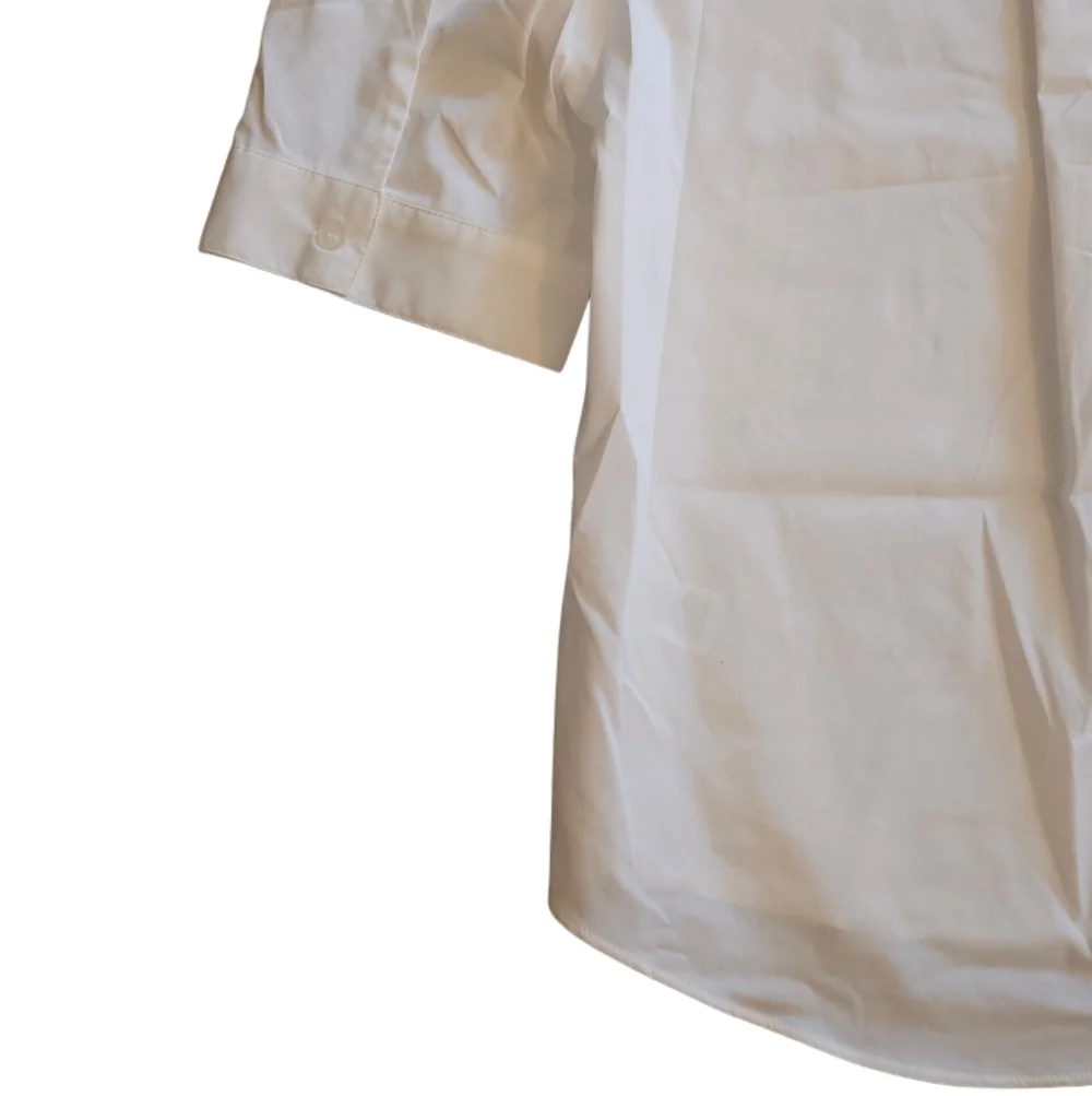 Tahari White Button Up Short Sleeve Shirt Medium - Picture 4 of 6